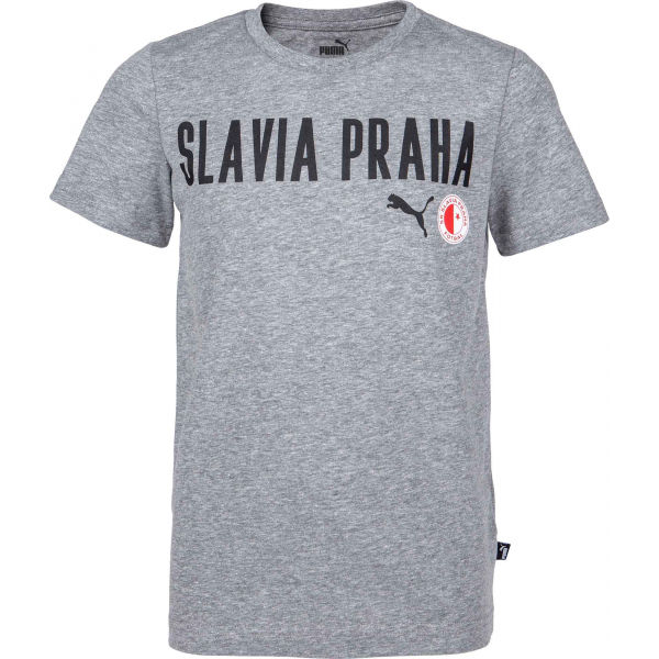Puma SLAVIA PRAGUE GRAPHIC TEE Chlapecké Triko, šedá, Veľkosť 128
