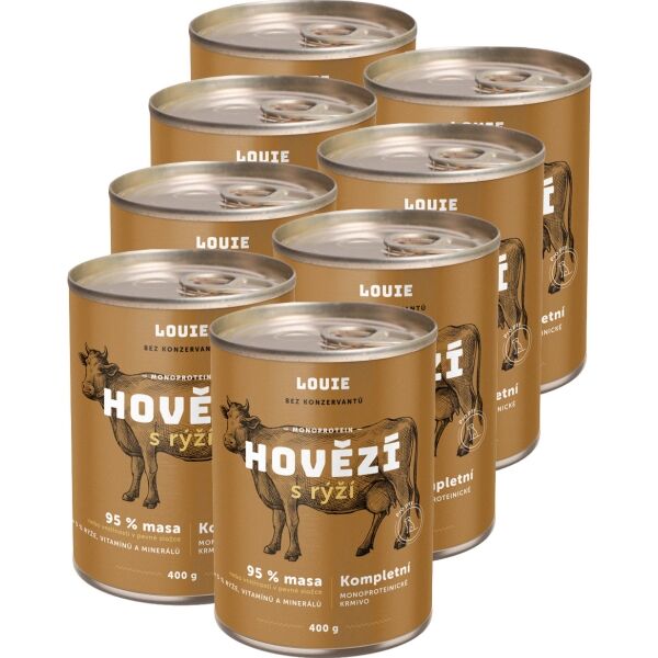 LOUIE HOVĚZÍ S RÝŽÍ 8x 400 G Psí konzervy, hnědá, velikost