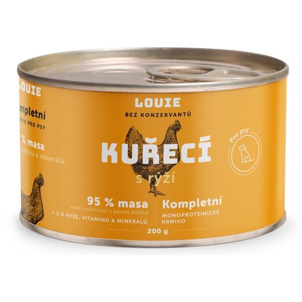 LOUIE KUŘECÍ S RÝŽÍ 200 G Psí konzerva, žlutá, velikost