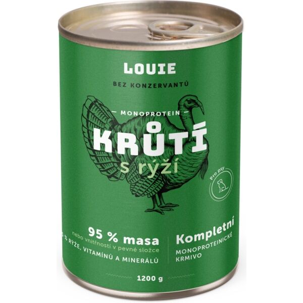 LOUIE KRŮTÍ S RÝŽÍ 1 200 G Psí konzerva, zelená, velikost