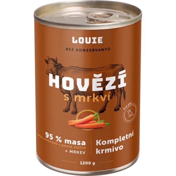 LOUIE HOVĚZÍ S MRKVÍ 1 200 G Psí konzerva, hnědá, velikost